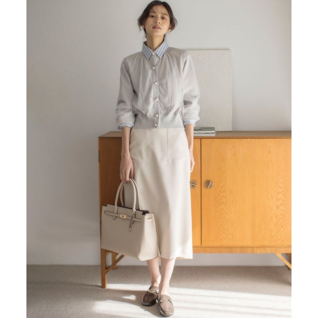 【WEB限定】オシャクロスタイト スカート （アイボリー系）