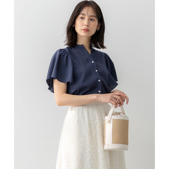 【WEB限定】ヴィンテージジョーゼットスキッパー ブラウス （ネイビー系）