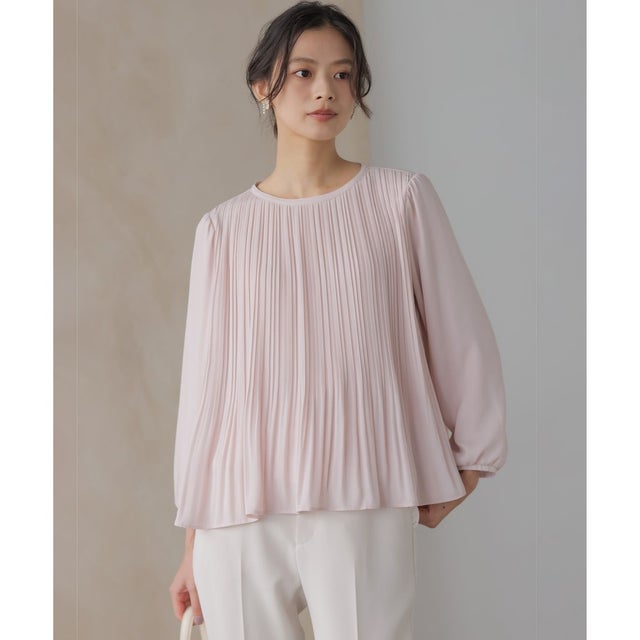 【WEB限定】ジョーゼットシフォンプリーツ ブラウス （ピンク系）
