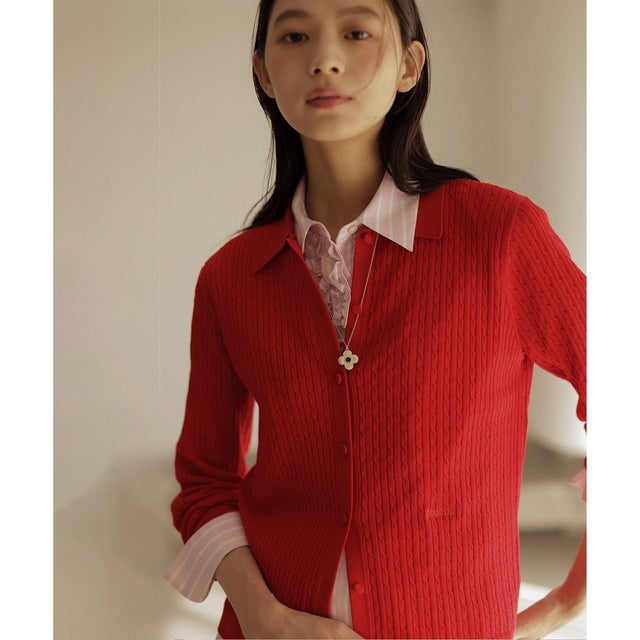 【Flower Collection】COUCOUニット カーディガン （チェリーレッド系）