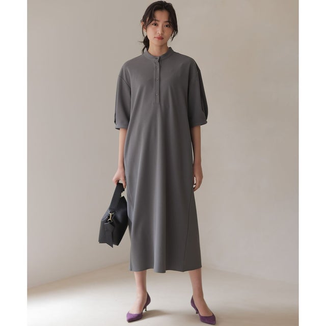 【先行予約・WEB限定】ジョーゼットジャージーIライン ワンピース （グレー系）