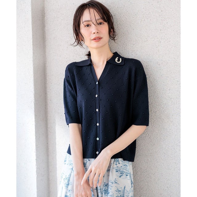 【WEB限定】ポップコーンアーガイルスキッパー ニット （ネイビー系）