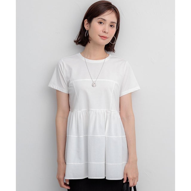 【WEB限定】ビスチェ風ティアードTシャツ （アイボリー系）