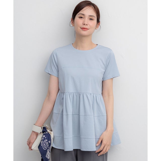 【WEB限定】ビスチェ風ティアードTシャツ （スカイブルー系）