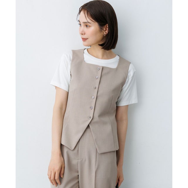 【WEB限定】エアフロードライクロス スクエアネックジレ （グレージュ系）