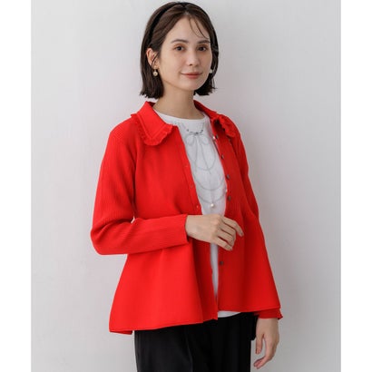 【WEB限定】スポンディッシュニット 襟付きペプラムカーディガン （チャコールグレー系）｜詳細画像