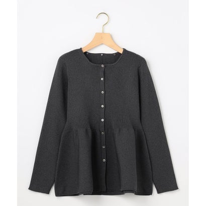 【WEB限定】スポンディッシュニット 襟付きペプラムカーディガン （チャコールグレー系）｜詳細画像