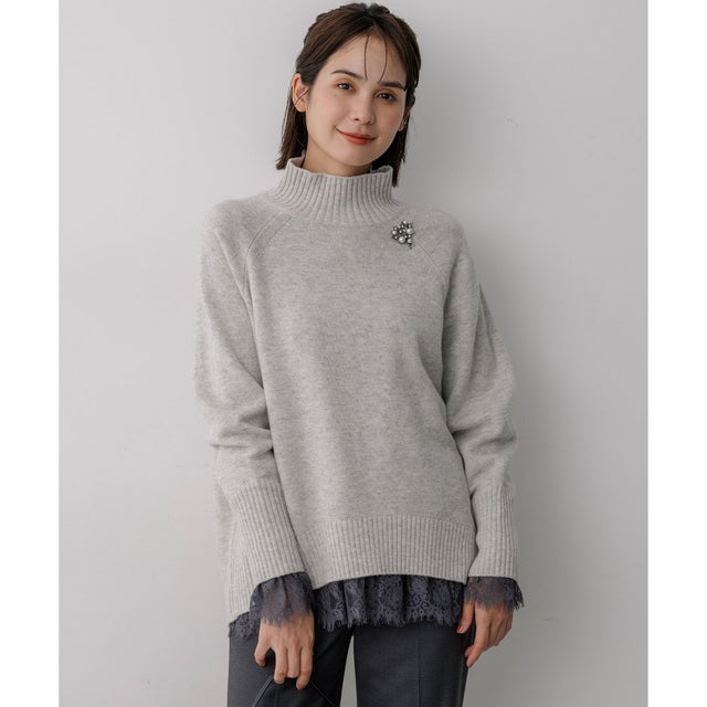 【WEB&一部店舗限定】ウールカシミヤミックス ロールネックニット （シルバーグレー系）