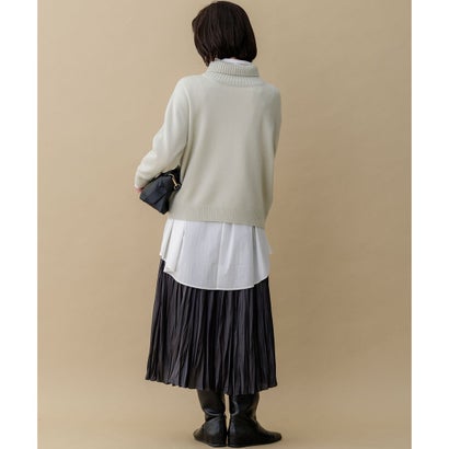 【前後着用可】ウールカシミヤミックス ハイネックニット （ミッドナイトネイビー系）｜詳細画像