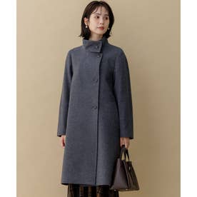 【WEB限定】ウールモッサ スタンドカラーコート （チャコールグレー系）