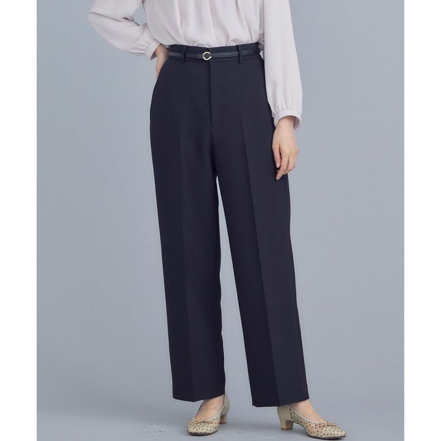 【WEB限定】ベーシックダブルクロス ワイドストレートパンツ （ブラック系）