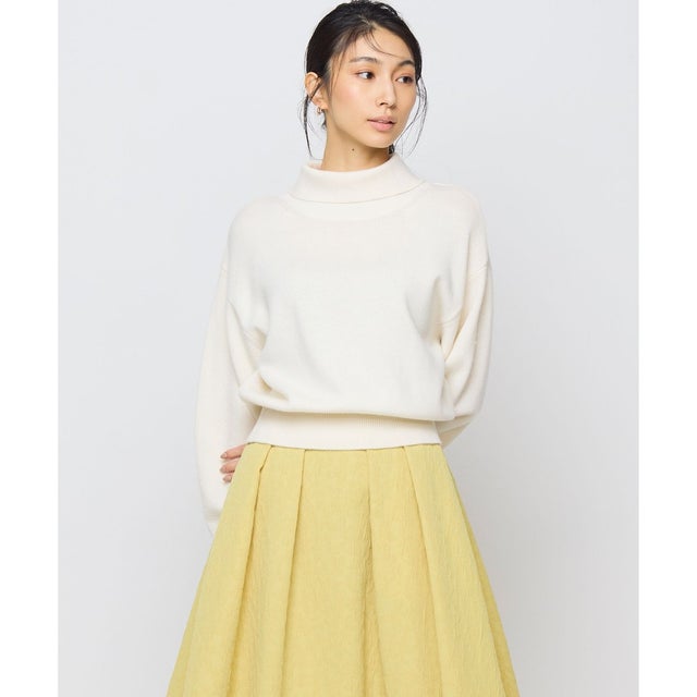【2WAY・WEB限定】ウールカシミヤミックス ハイネックニット （アイボリー系）