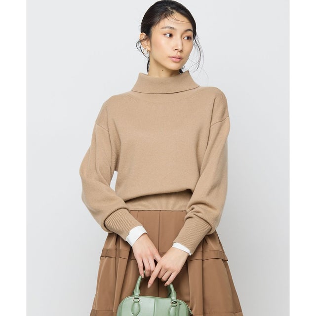 【2WAY・WEB限定】ウールカシミヤミックス ハイネックニット （ベージュ系）