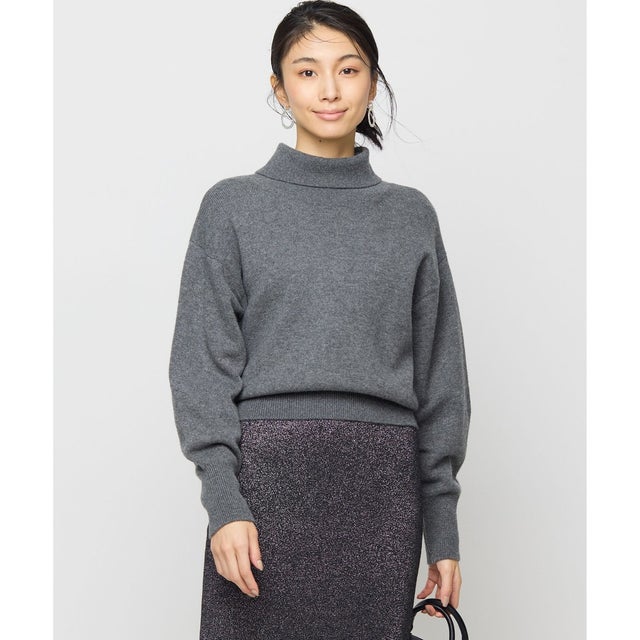 【2WAY・WEB限定】ウールカシミヤミックス ハイネックニット （チャコールグレー系）