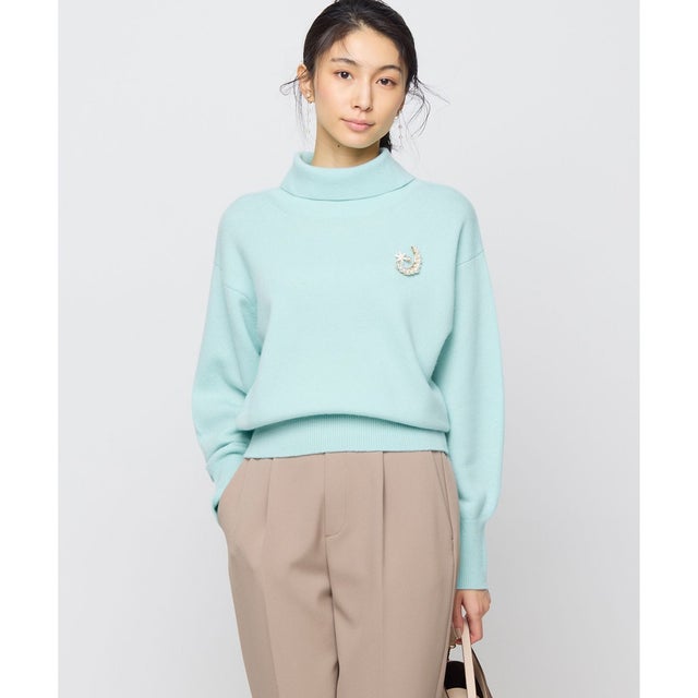 【2WAY・WEB限定】ウールカシミヤミックス ハイネックニット （サックスブルー系9）