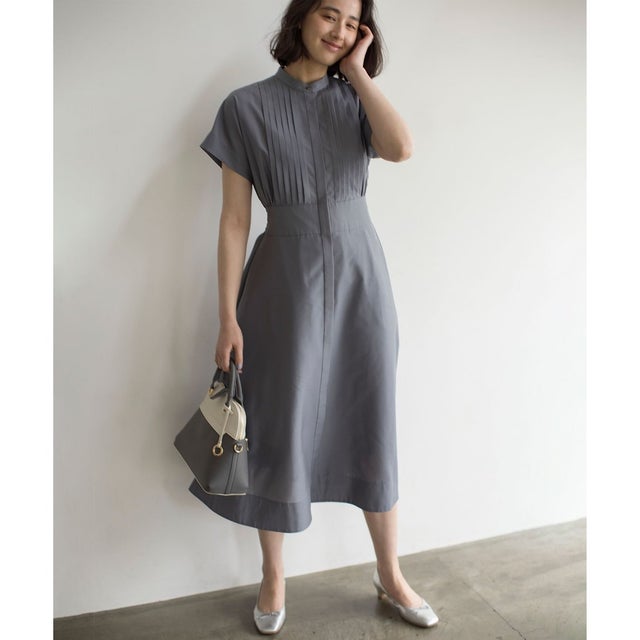 シアーボイルフロントタック ワンピース （グレー系）