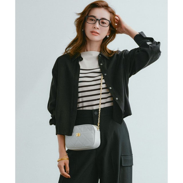 【UVケア】バウンディングシャーティングカシュクール ブラウス （ブラック系）