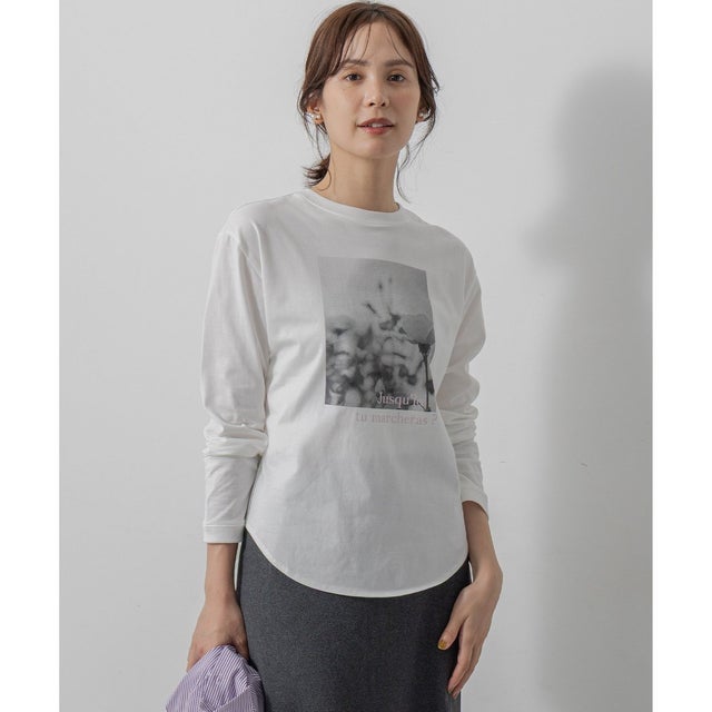 プリントロング Tシャツ （フォトホワイト系9）