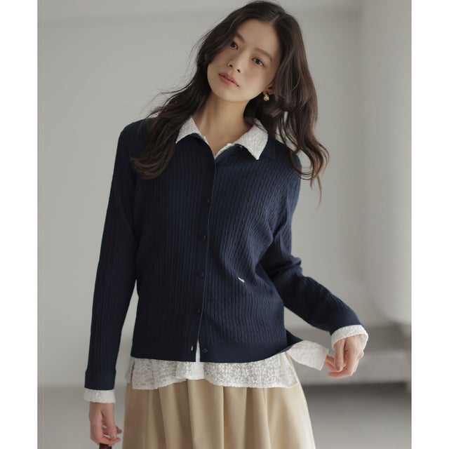 【Flower Collection】COUCOUニット カーディガン （ネイビー系）