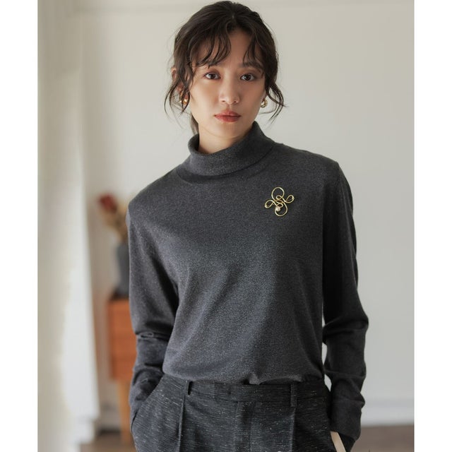 【美人LABコラボ】ブリングニット タートルネックプルオーバー （チャコールグレー系）