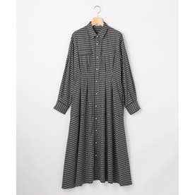 【WEB限定】ウォームシャーティング チェックワンピース （モノトーン系）