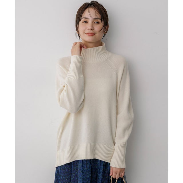【WEB&一部店舗限定】ウールカシミヤミックス ロールネックニット （パールホワイト系）