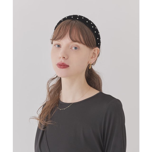 Chapeau d' O  Velvet Stone Headband / シャポードオー （BLACK (01)）