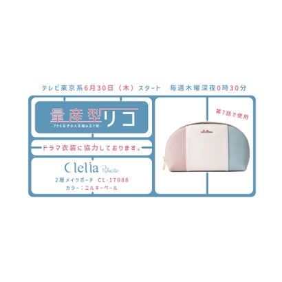 クレリア Clelia 【TV衣装協力】化粧ポーチ 大容量 メイクポーチ ポーチ 小物入れ ダブルファスナー 2層 Riberte リベルテ CLー17088 （オリーブガーデン）｜詳細画像