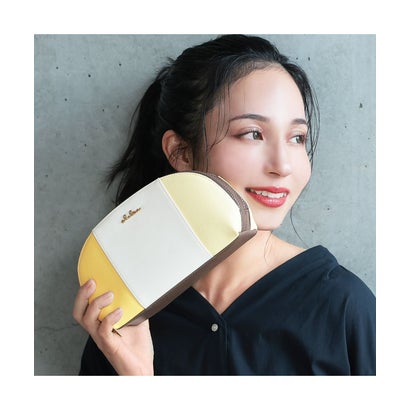 クレリア Clelia 【TV衣装協力】化粧ポーチ 大容量 メイクポーチ ポーチ 小物入れ ダブルファスナー 2層 Riberte リベルテ CLー17088 （オリーブガーデン）｜詳細画像