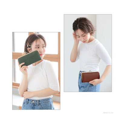 財布 長財布 レディース がま口 本革 薄い ギャルソンウォレット 日本製 がま口財布 tuuli トゥーリ NFKー72001 （アッシュブルー）｜詳細画像