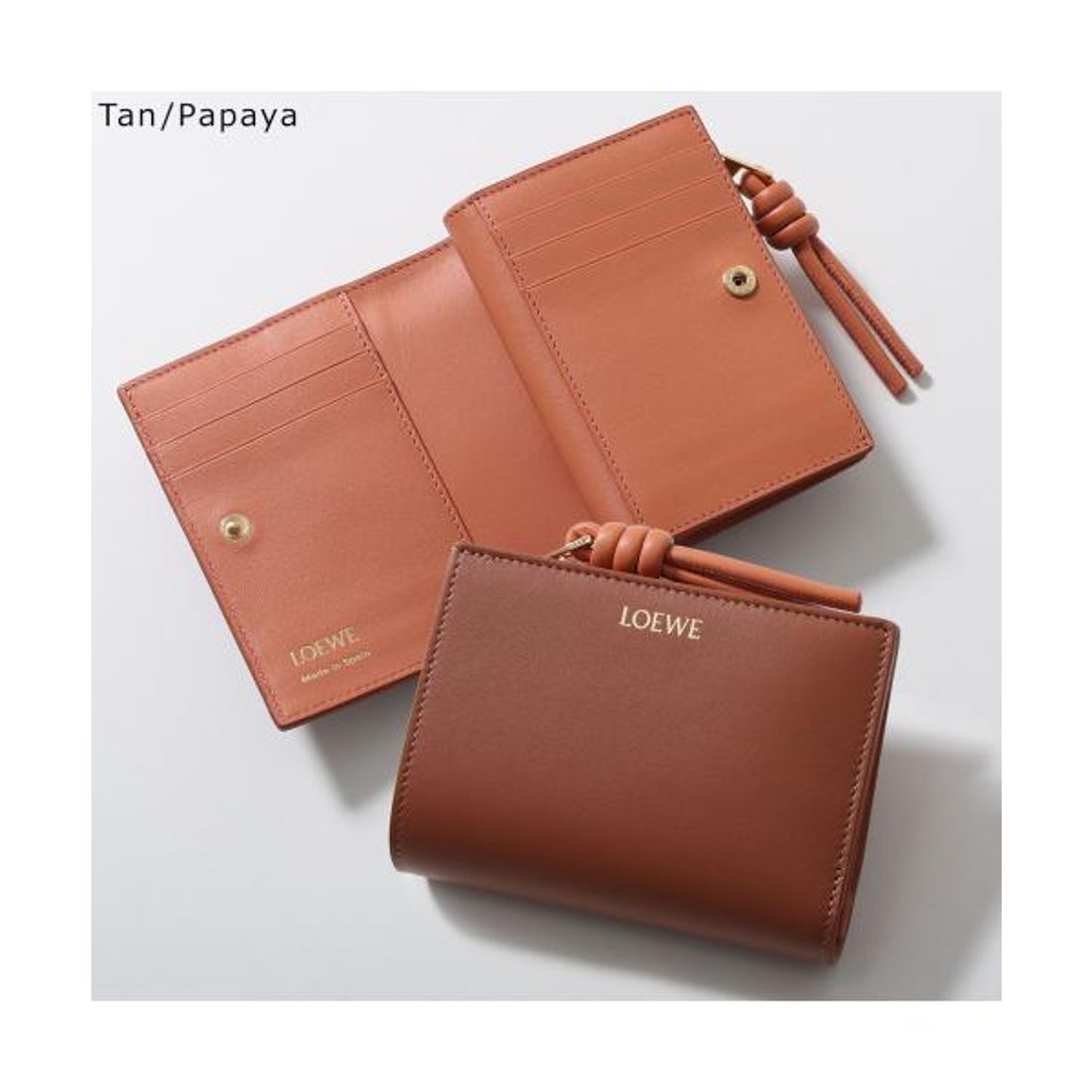 LOEWE 二つ折り財布 レザー ベージュ オレンジ ロエベ LOEWE LOEWE 二つ折り財布 KNOT COMPACT WALLET CEM1NCWX01