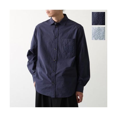ロエベ LOEWE LOEWE シャツ H616Y05X94 長袖 アナグラム刺繍 （5110/NAVY-BLU-ネイビー）｜詳細画像