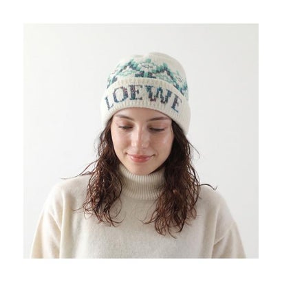 ロエベ LOEWE LOEWE ニット帽 KSA9OT1K06 ロゴ ビーニー （4746/NAVY-MUL）｜詳細画像