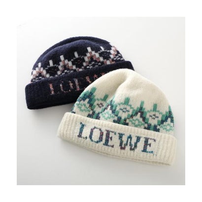 ロエベ LOEWE LOEWE ニット帽 KSA9OT1K06 ロゴ ビーニー （2093/WHITE-MI）｜詳細画像