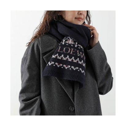 ロエベ LOEWE LOEWE マフラー FSA8SS1K10 ロゴ スパンコール （4746/NAVY-MUL）｜詳細画像