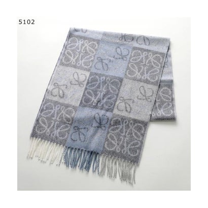 ロエベ LOEWE LOEWE マフラー F810487X17 ウール カシミヤ ストール フリンジ （5102/BLUE-WHITE）｜詳細画像