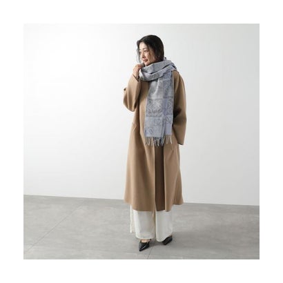 ロエベ LOEWE LOEWE マフラー F810487X17 ウール カシミヤ ストール フリンジ （5102/BLUE-WHITE）｜詳細画像