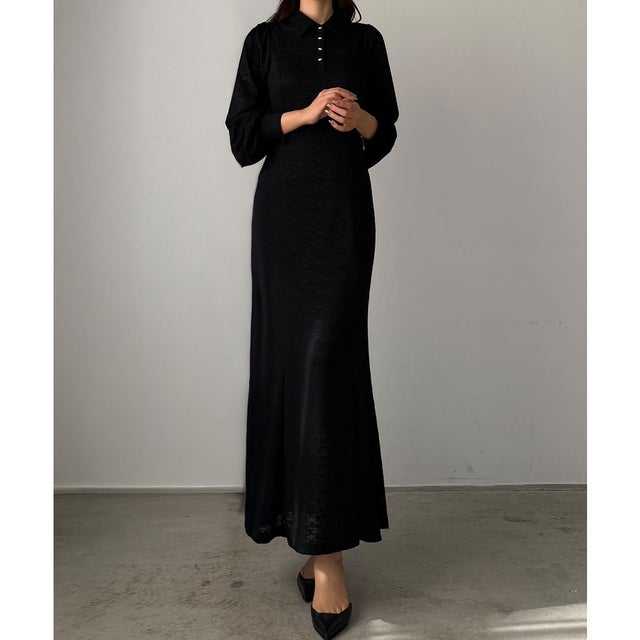 ポロレースドレス（ペチワンピースセット） （ブラック）