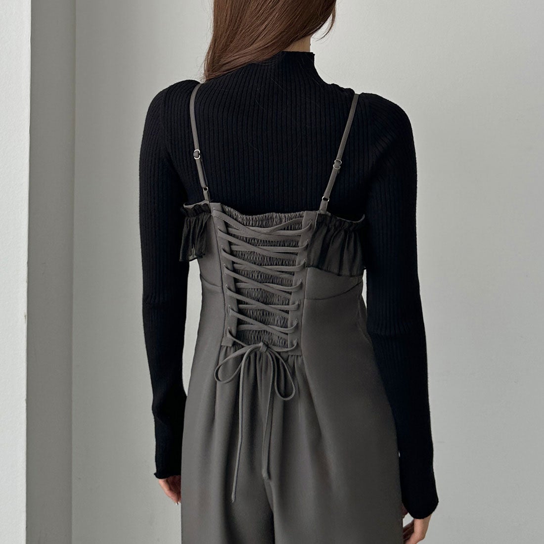 ルエレ Louere Louere バックレースアップフリルオールインワン