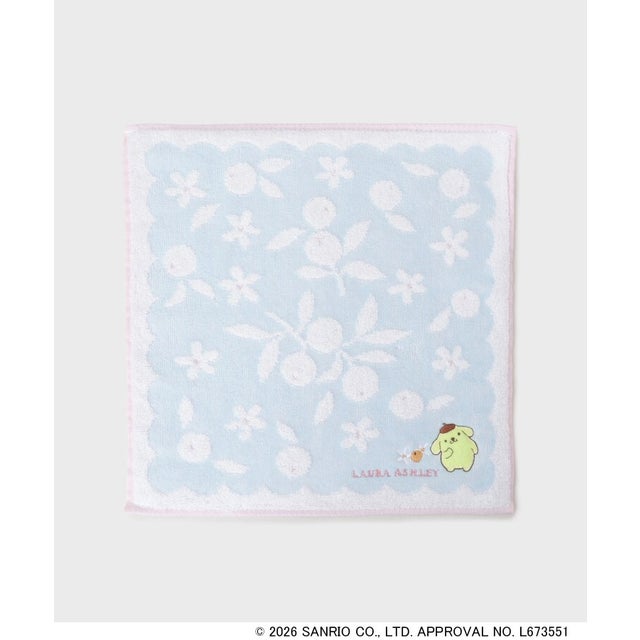 ポムポムプリン ワンポイント刺繍 タオルハンカチ （ブルー(191)）