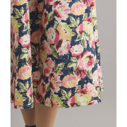 ローラ アシュレイ LAURA ASHLEY 【WEB限定／SーL3サイズ／洗える／ウエストゴム／同柄シュシュあり】ミラ ブルームズ柄ワンピース （ブラック(119)）｜詳細画像
