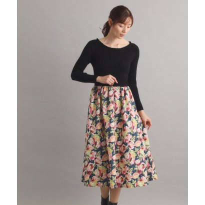 ローラ アシュレイ LAURA ASHLEY 【WEB限定／SーL3サイズ／洗える／ウエストゴム／同柄シュシュあり】ミラ ブルームズ柄ワンピース （ブラック(119)）｜詳細画像