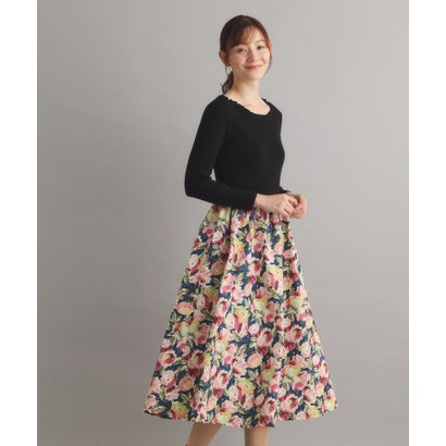 ローラ アシュレイ LAURA ASHLEY 【WEB限定／SーL3サイズ／洗える／ウエストゴム／同柄シュシュあり】ミラ ブルームズ柄ワンピース （ブラック(119)）｜詳細画像