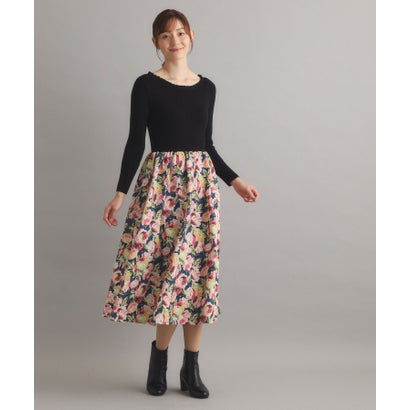 ローラ アシュレイ LAURA ASHLEY 【WEB限定／SーL3サイズ／洗える／ウエストゴム／同柄シュシュあり】ミラ ブルームズ柄ワンピース （ブラック(119)）｜詳細画像