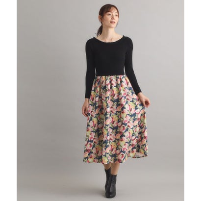 ローラ アシュレイ LAURA ASHLEY 【WEB限定／SーL3サイズ／洗える／ウエストゴム／同柄シュシュあり】ミラ ブルームズ柄ワンピース （ブラック(119)）｜詳細画像