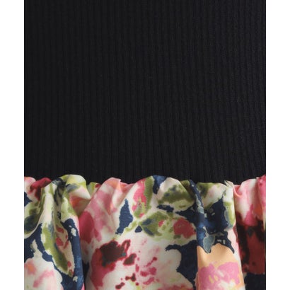 ローラ アシュレイ LAURA ASHLEY 【WEB限定／SーL3サイズ／洗える／ウエストゴム／同柄シュシュあり】ミラ ブルームズ柄ワンピース （ブラック(119)）｜詳細画像