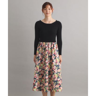 ローラ アシュレイ LAURA ASHLEY 【WEB限定／SーL3サイズ／洗える／ウエストゴム／同柄シュシュあり】ミラ ブルームズ柄ワンピース （ブラック(119)）｜詳細画像