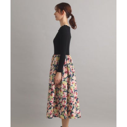 ローラ アシュレイ LAURA ASHLEY 【WEB限定／SーL3サイズ／洗える／ウエストゴム／同柄シュシュあり】ミラ ブルームズ柄ワンピース （ブラック(119)）｜詳細画像