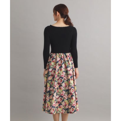 ローラ アシュレイ LAURA ASHLEY 【WEB限定／SーL3サイズ／洗える／ウエストゴム／同柄シュシュあり】ミラ ブルームズ柄ワンピース （ブラック(119)）｜詳細画像