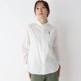 刺繍入りラウンドカラーシャツ (ホワイト)